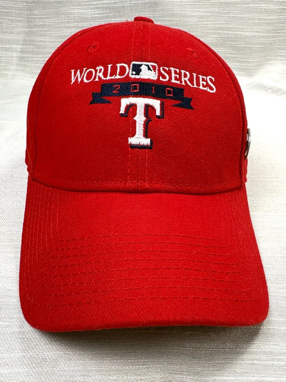 New Era Red Texas Rangers World Series 2010 Cap with White and Navy Embroidery